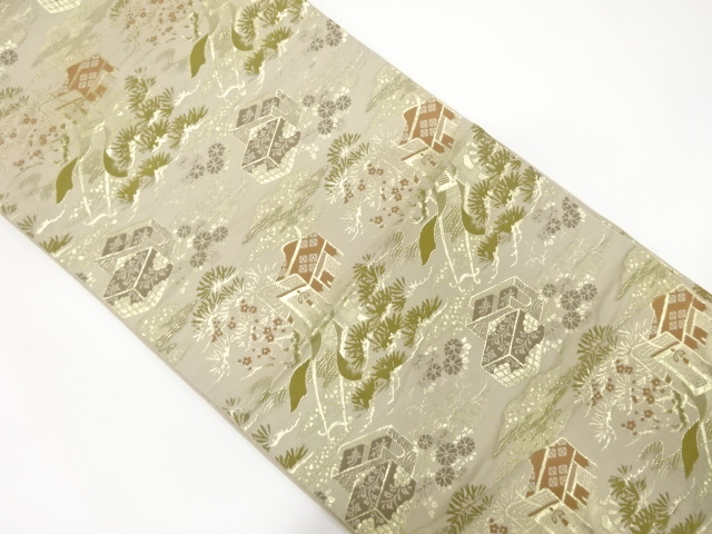 JAPANESE KIMONO / ANTIQUE FUKURO OBI / SILK / WOVEN CARRIAGE